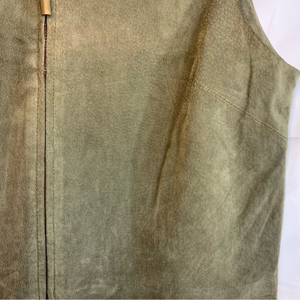 Vintage Stonebridge Olive Suede Leather Zip Up Vest, size M - Picture 4 of 8